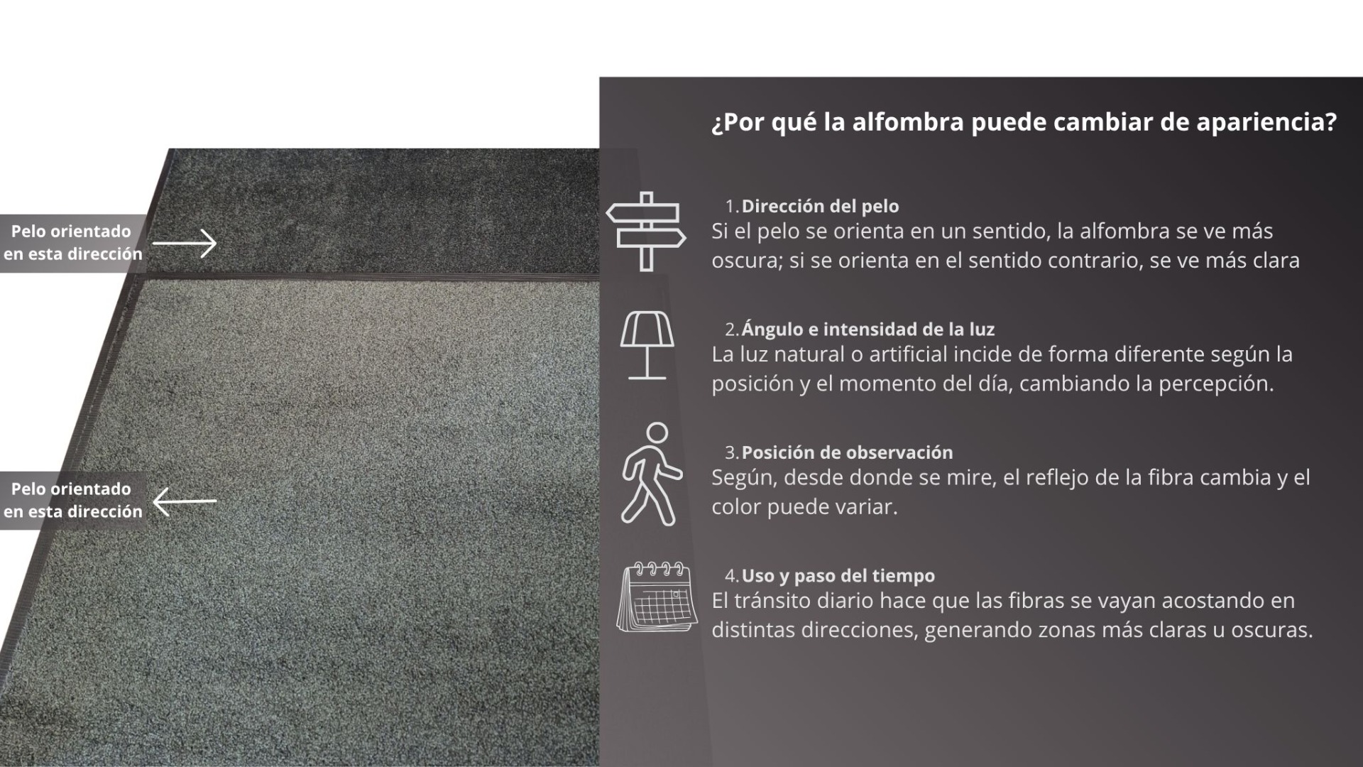 por que la alfombra puede cambiar la apariencia de color 